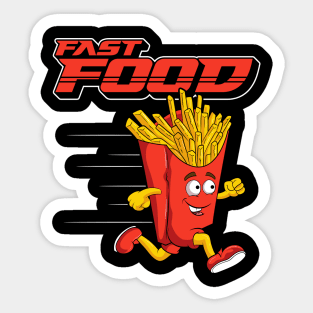 Cute & Funny Fast Food Running French Fries Punny Sticker